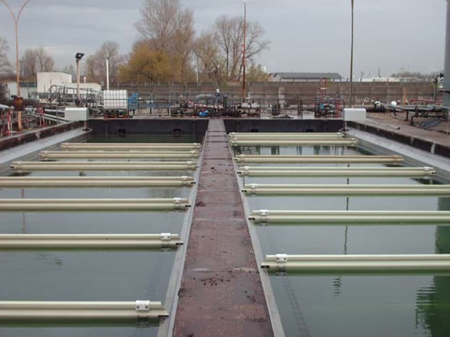 Equalization basin at an industrial wastewater treatment facility