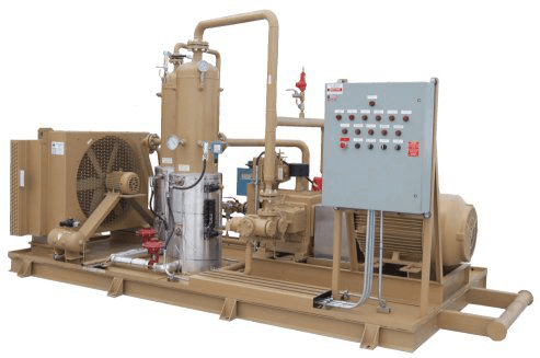 Industrial reciprocating gas compressor unit