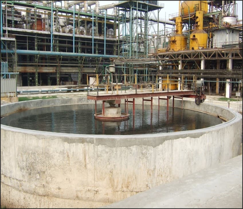 Secondary clarifier tank at a wastewater treatment plant