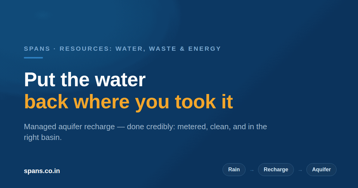 Aquifer Recharge: Putting Water Back Where You Took It
